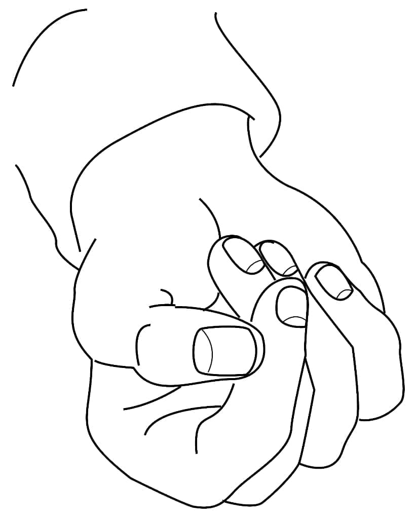 Black and white drawing of a hand
