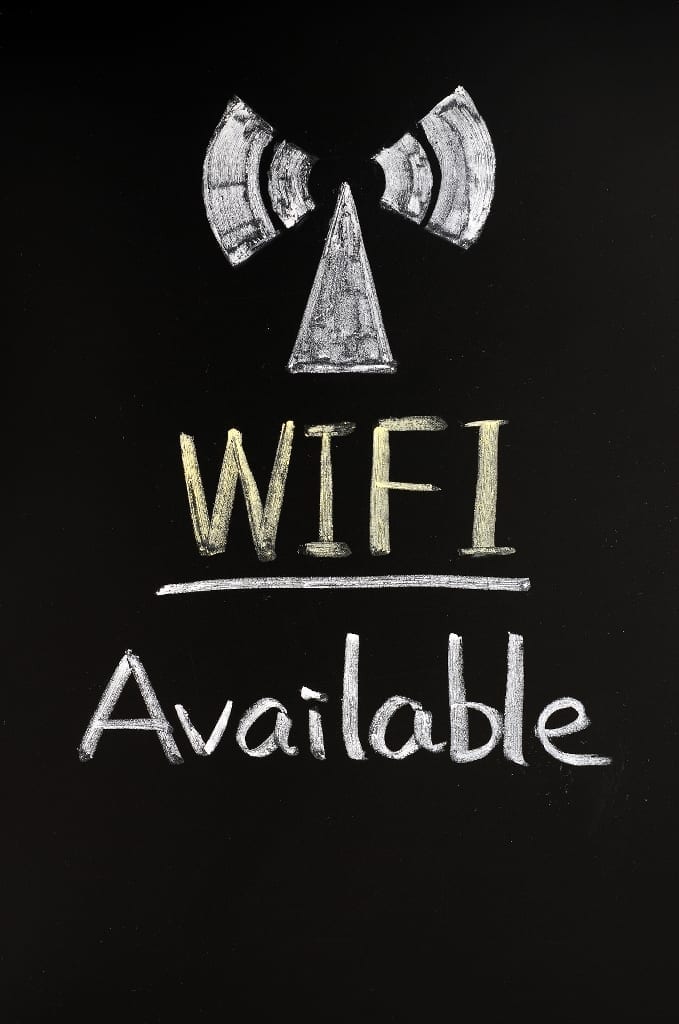 Chalkboard image stating "WIFI Available"