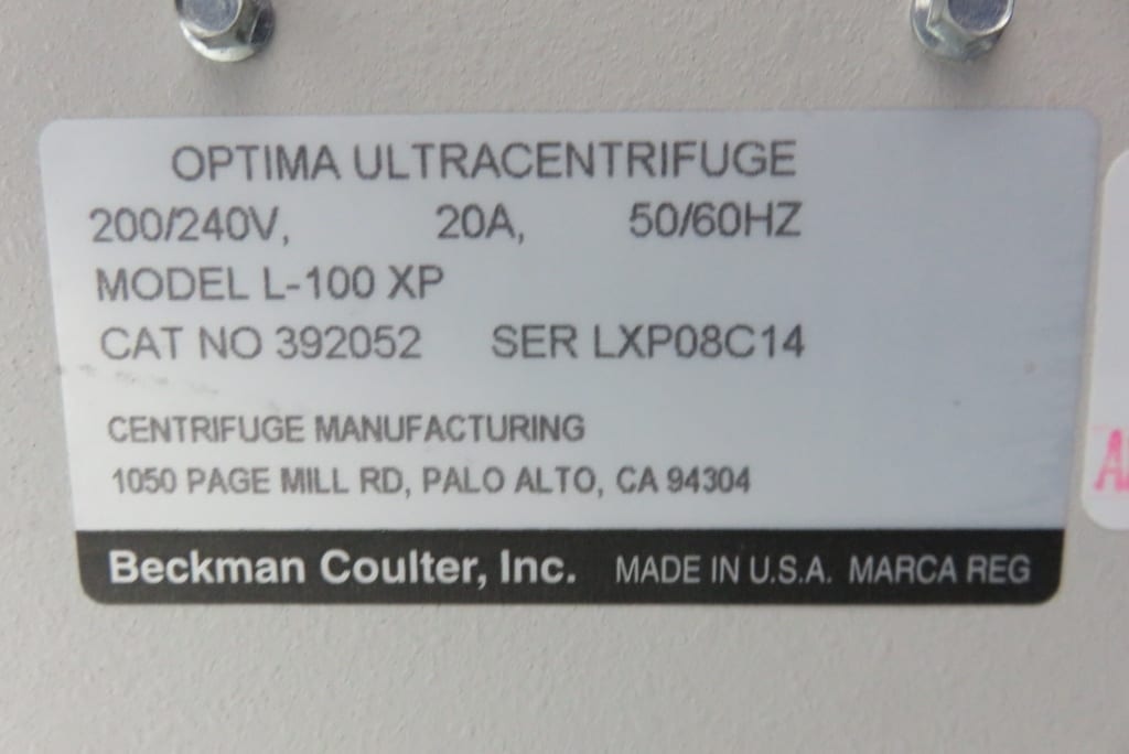 Beckman Ultracentrifuge Optima L100XP