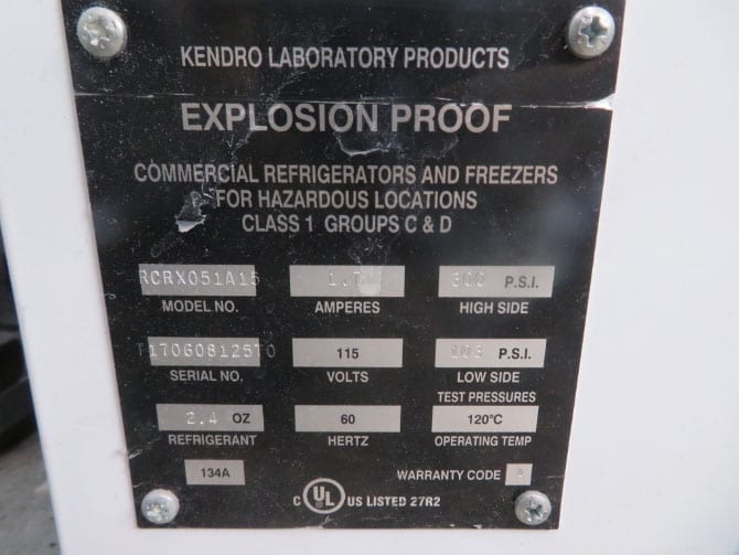 Revco Explosionproof Undercounter Freezer