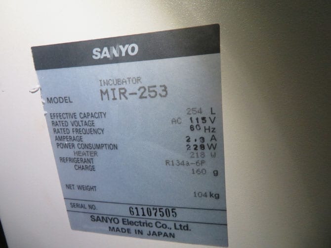 [DW]USED SANYO MIR-253 INCUBATOR -10℃~50℃ 低温インキュベーター[ST1916039] Sanyo Incubator MIR 253 \u2014 Climate Impacts Research Centre