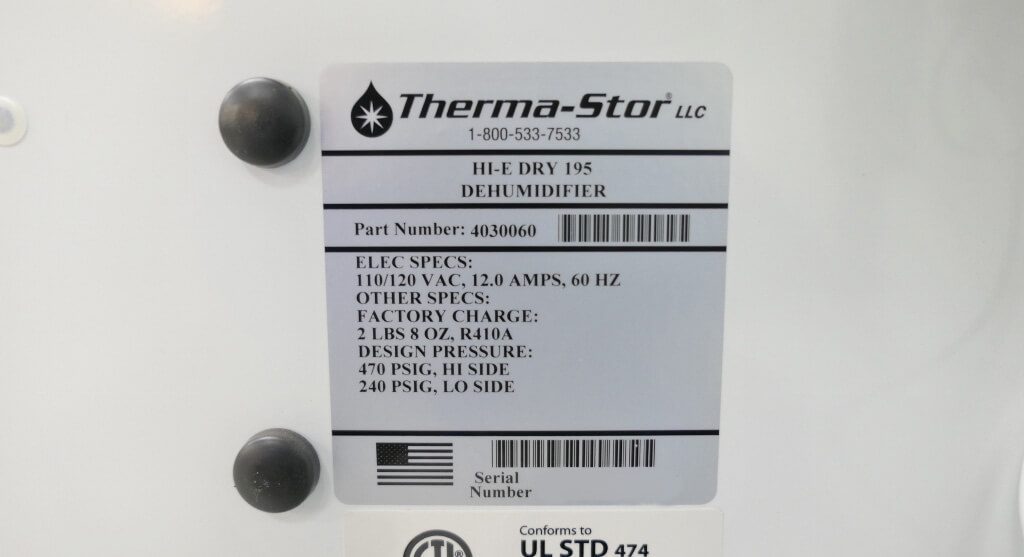 Therma Stor 195 High Efficiency Dehumidifier The Lab World Group
