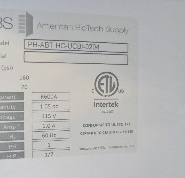American Biotech Supply Refrigerator - 2022 Unused