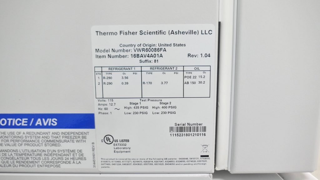 VWR Freezer 80C VWR60086FA ULT The Lab World Group