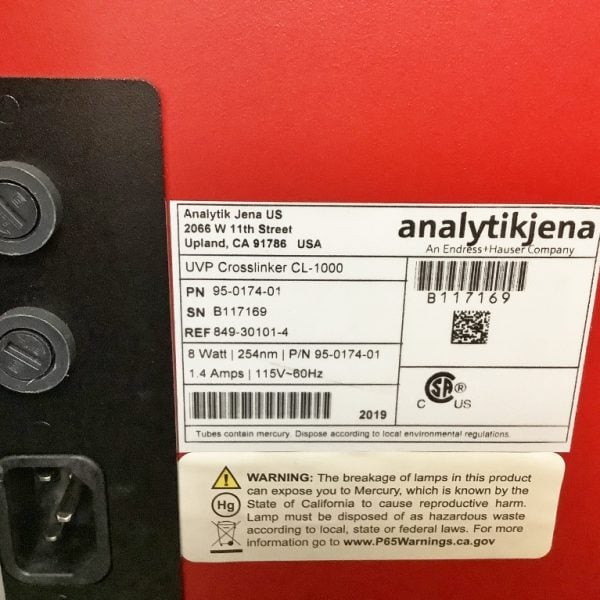 UVP CL1000 254nm UV Crosslinker-Tested | The Lab World Group