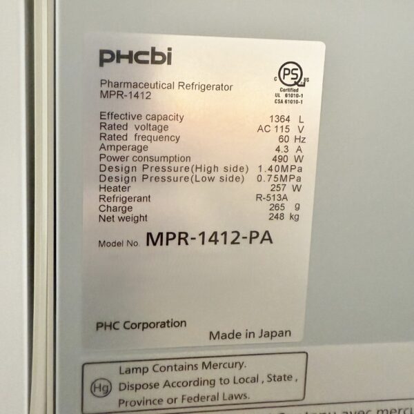 PHCBI Double Door Lab Fridge