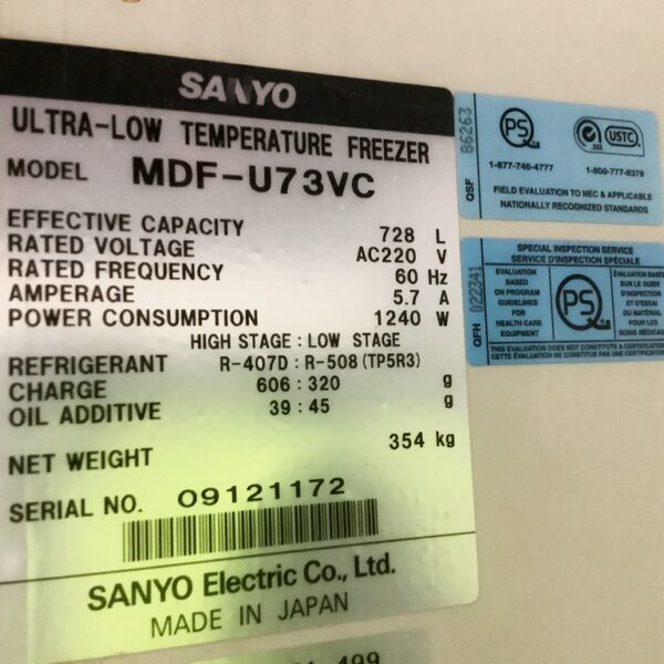 Sanyo VIP -86C Ultra-Low Freezer MDF-U73VC | Tested & Verified